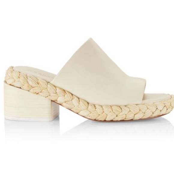 Robert CLERGERIE Leather Volfa Block Heel Espradrille Mules - Picture 1 of 7